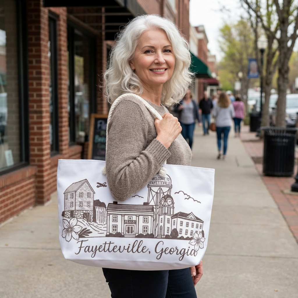 Fayetteville Georgia Weekender Bag - Travel Tote, Beach Bag, Gym Bag, Floral Design, Vacation Essentials
