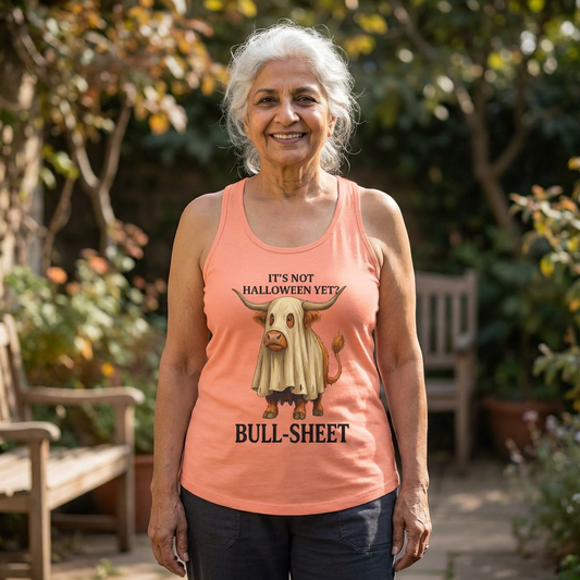 Halloween Highlander Cow Racerback Tank — Funny March Halloween Design