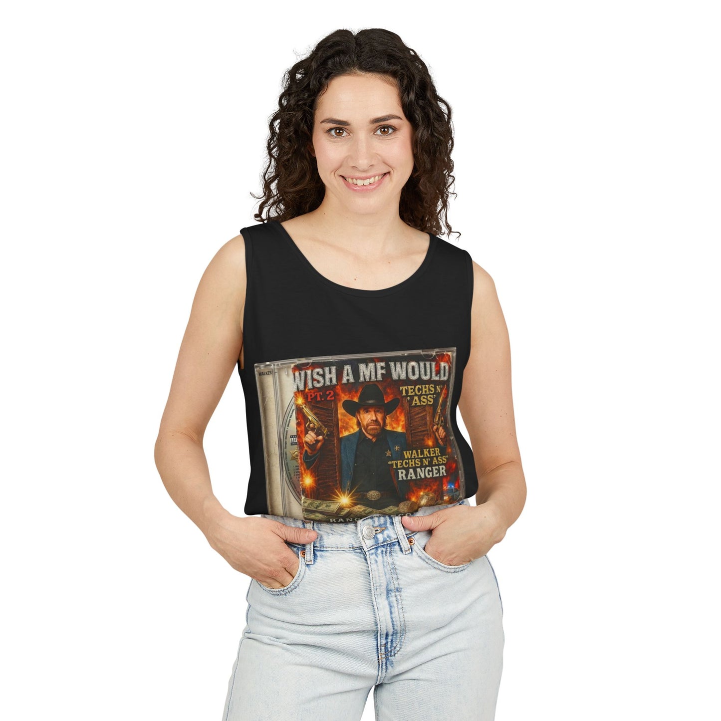 Chuck Norris Mixtape Cover Tank Top — Funny Retro Rap Design