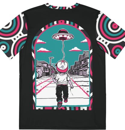 Men's Polyester Tee — Funny "Boy and His UFO on a String" Graphic