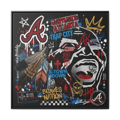 Atlanta Braves Urban Graffiti Matte Canvas Print (Framed)