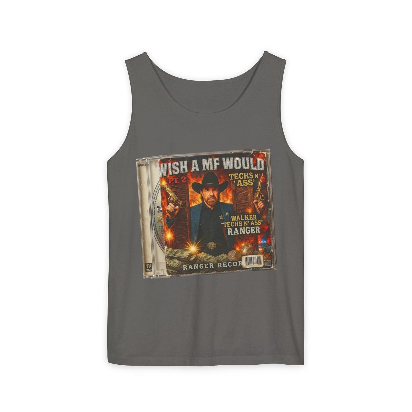 Chuck Norris Mixtape Cover Tank Top — Funny Retro Rap Design