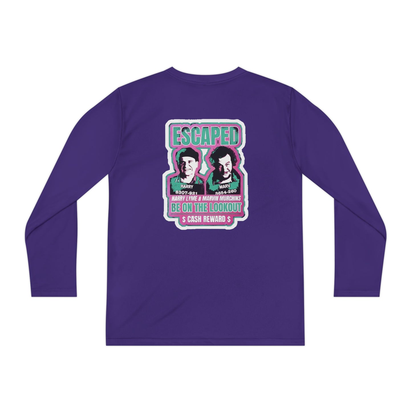 Youth Long Sleeve Tee — "Escaped" Retro Wanted Poster Design