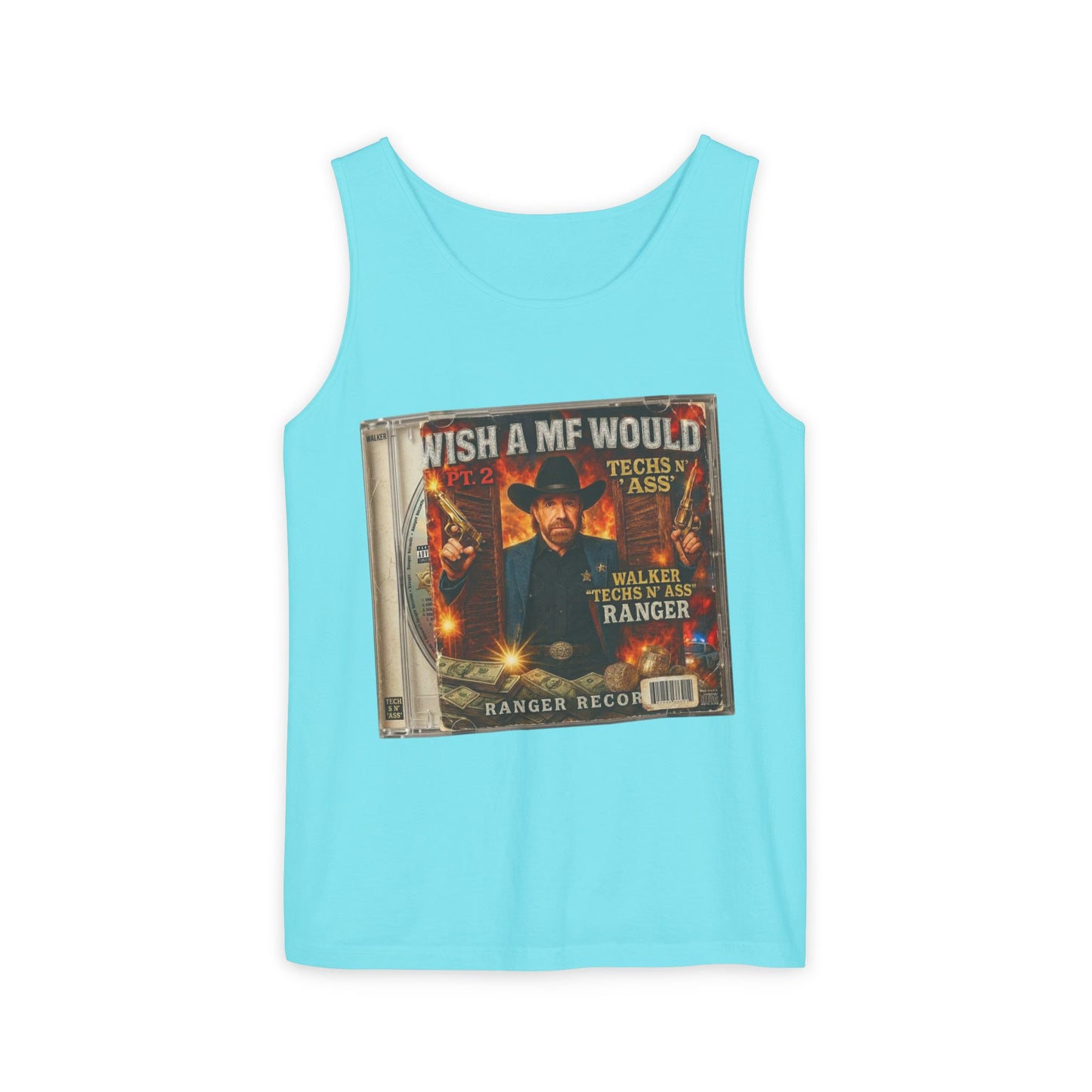 Chuck Norris Mixtape Cover Tank Top — Funny Retro Rap Design