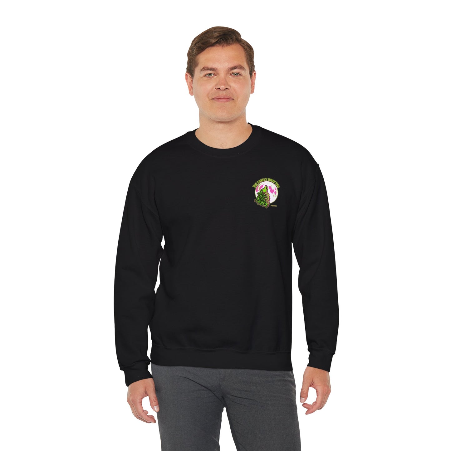 The Lonely Drifter Wolf Crewneck Sweatshirt — Neon Moon Graphic