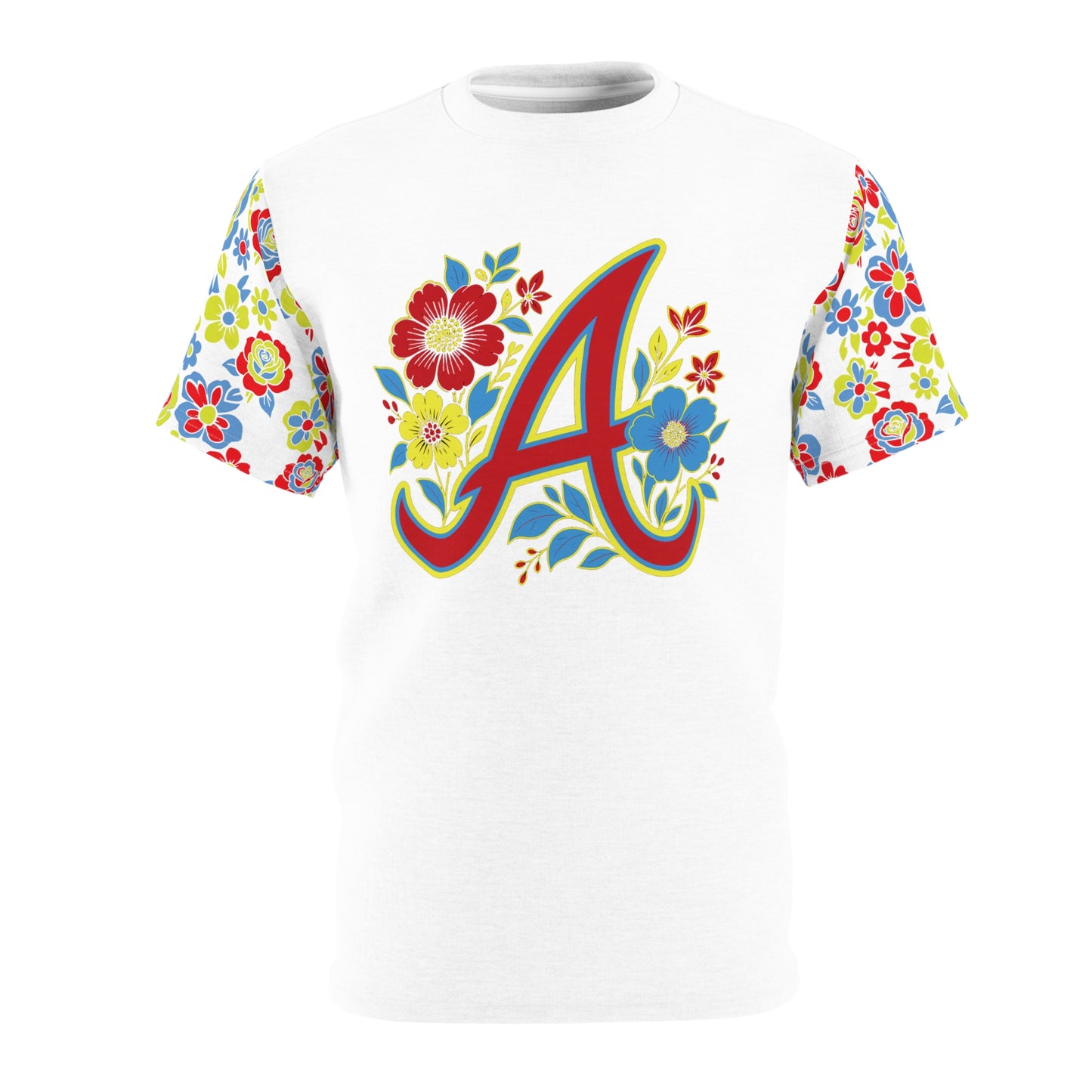 Floral Monogram 'A' Tee — Women's Vintage Flower Initial T-Shirt