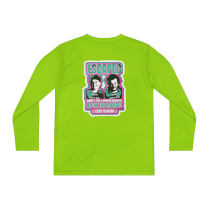 Youth Long Sleeve Tee — "Escaped" Retro Wanted Poster Design
