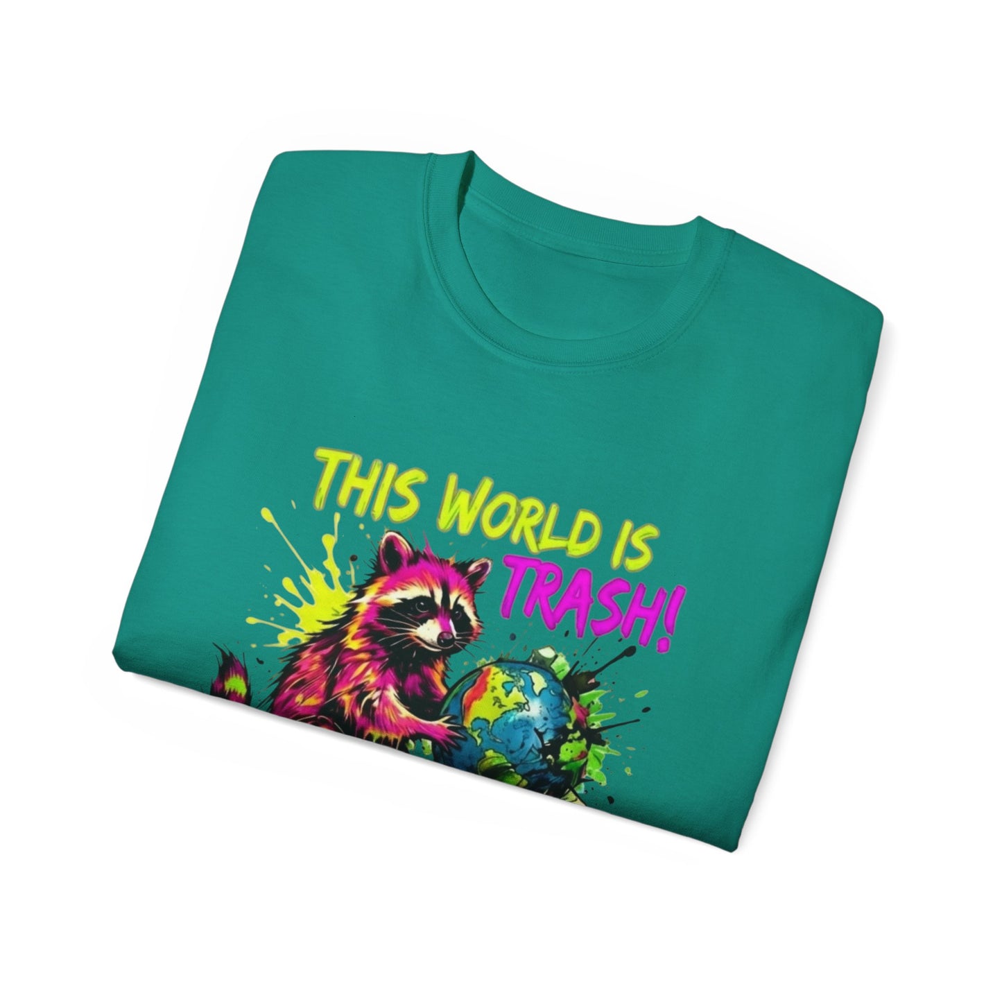 Raccoon Stealing the World Tee — 'Stealing the World' Graphic T-Shirt