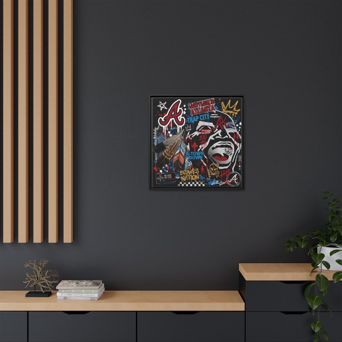 Atlanta Braves Urban Graffiti Matte Canvas Print (Framed)