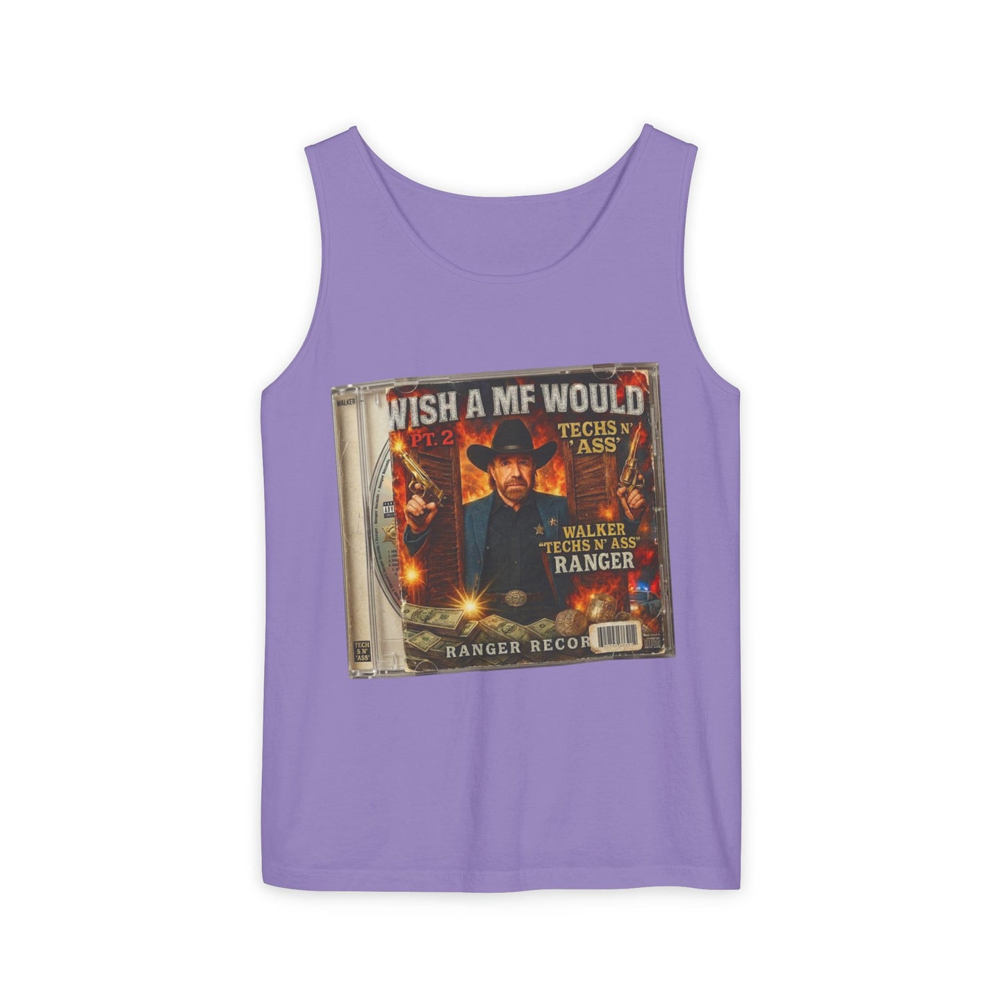 Chuck Norris Mixtape Cover Tank Top — Funny Retro Rap Design