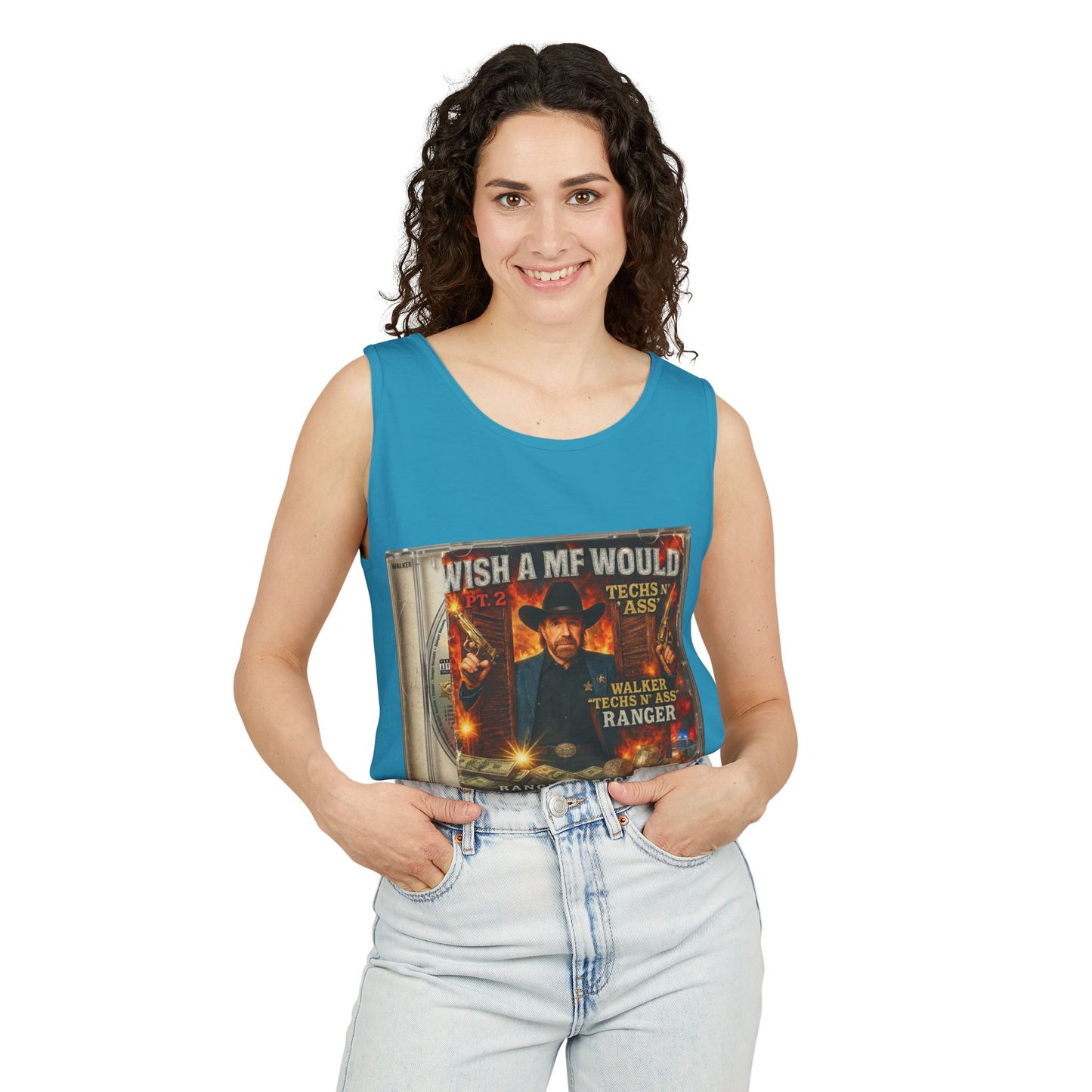 Chuck Norris Mixtape Cover Tank Top — Funny Retro Rap Design
