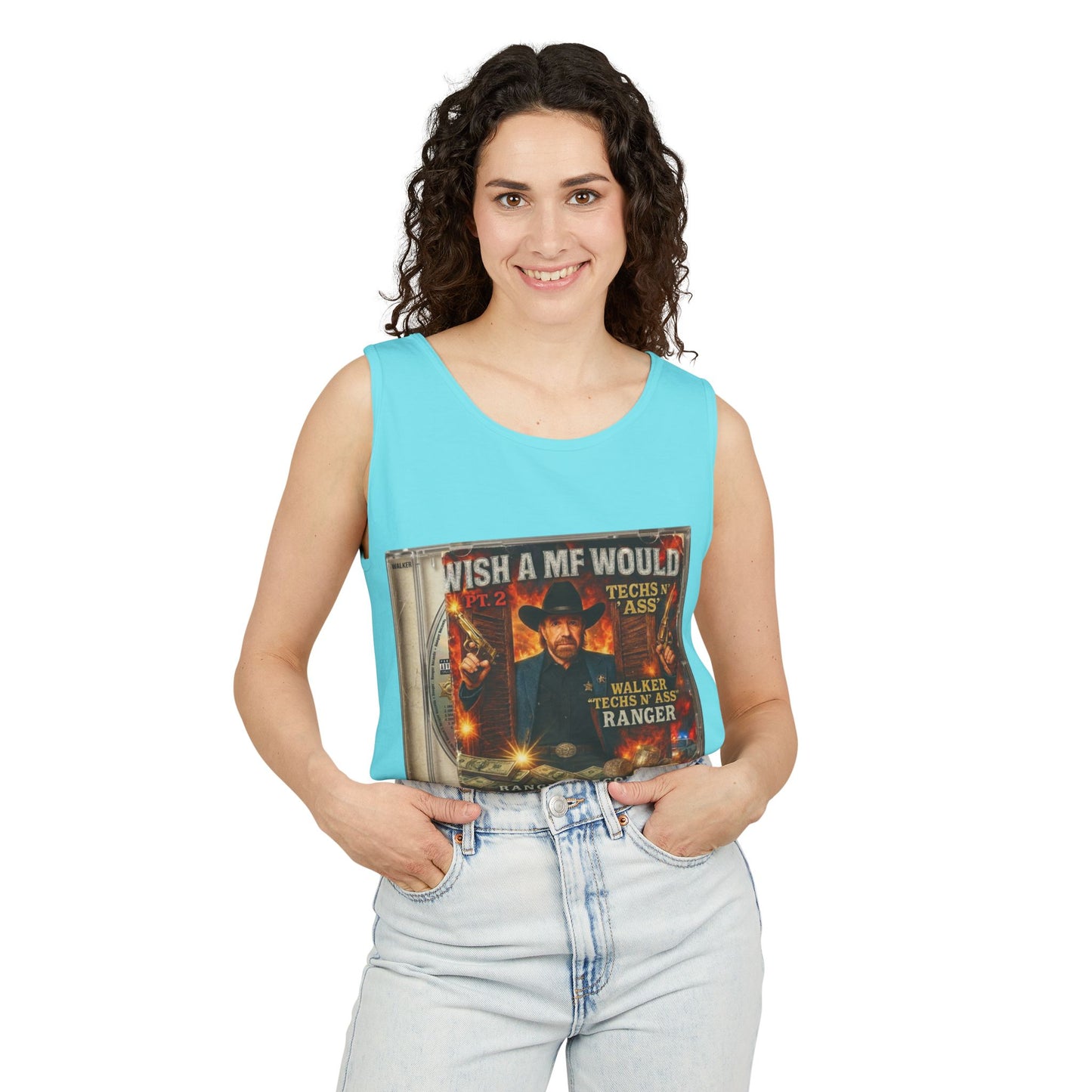 Chuck Norris Mixtape Cover Tank Top — Funny Retro Rap Design