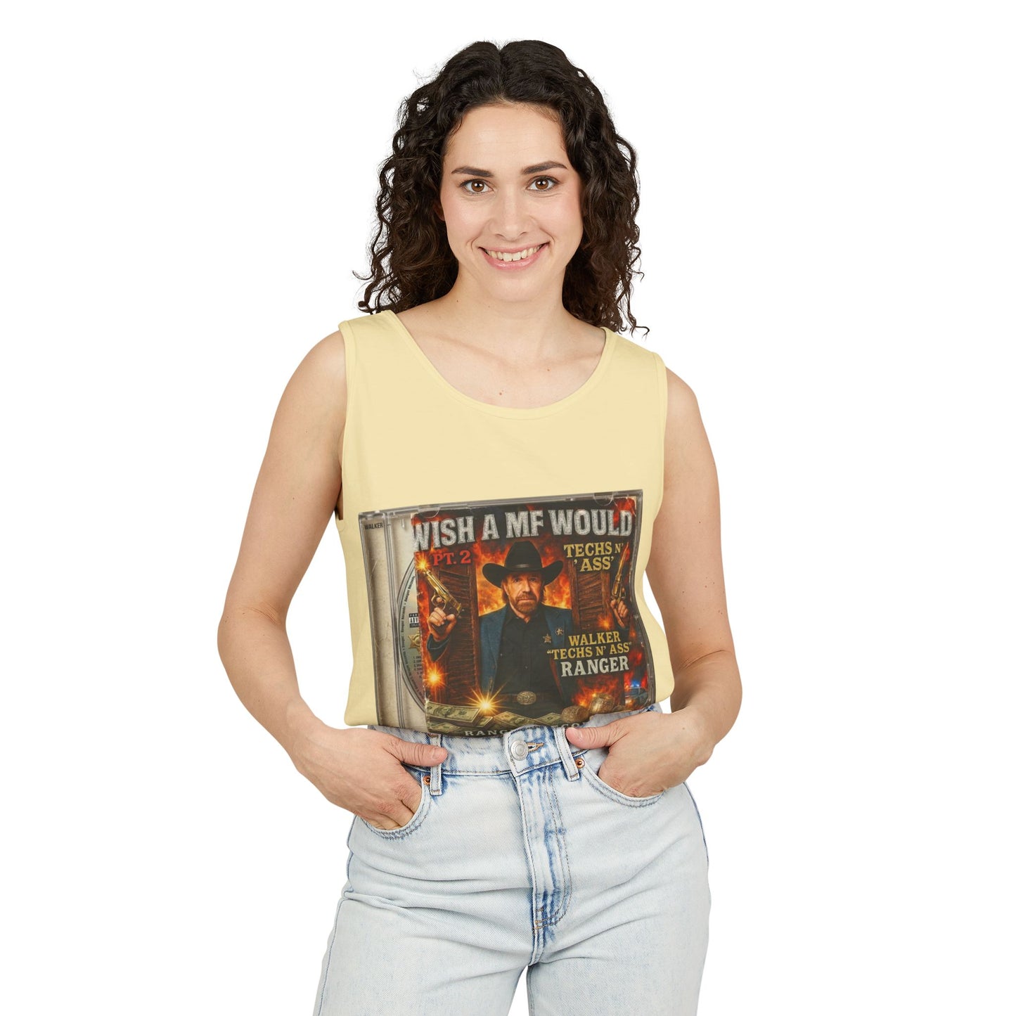 Chuck Norris Mixtape Cover Tank Top — Funny Retro Rap Design