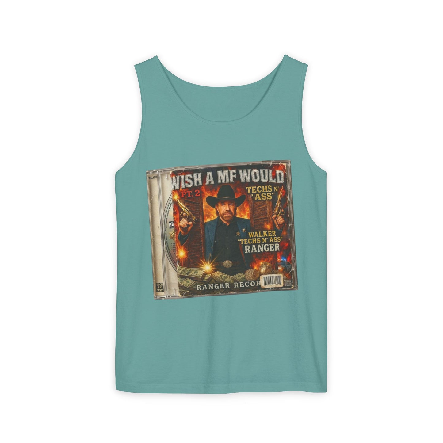 Chuck Norris Mixtape Cover Tank Top — Funny Retro Rap Design