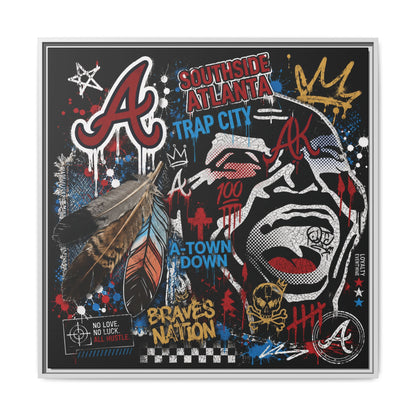 Atlanta Braves Urban Graffiti Matte Canvas Print (Framed)