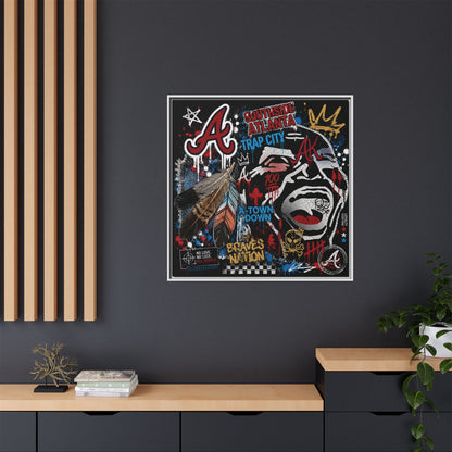 Atlanta Braves Urban Graffiti Matte Canvas Print (Framed)