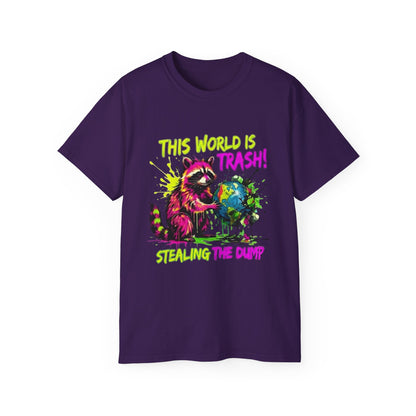 Raccoon Stealing the World Tee — 'Stealing the World' Graphic T-Shirt