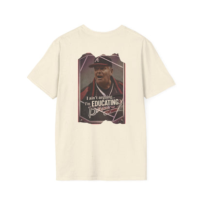 Baseball Coach Quote T-Shirt — “I Ain’t Arguing, I’m Educating” Graphic Tee