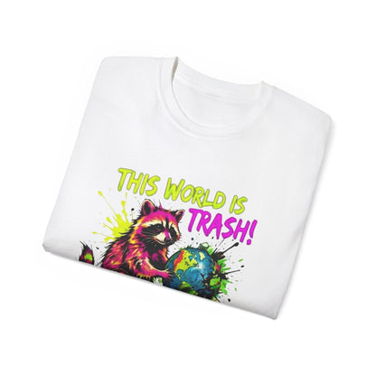 Raccoon Stealing the World Tee — 'Stealing the World' Graphic T-Shirt
