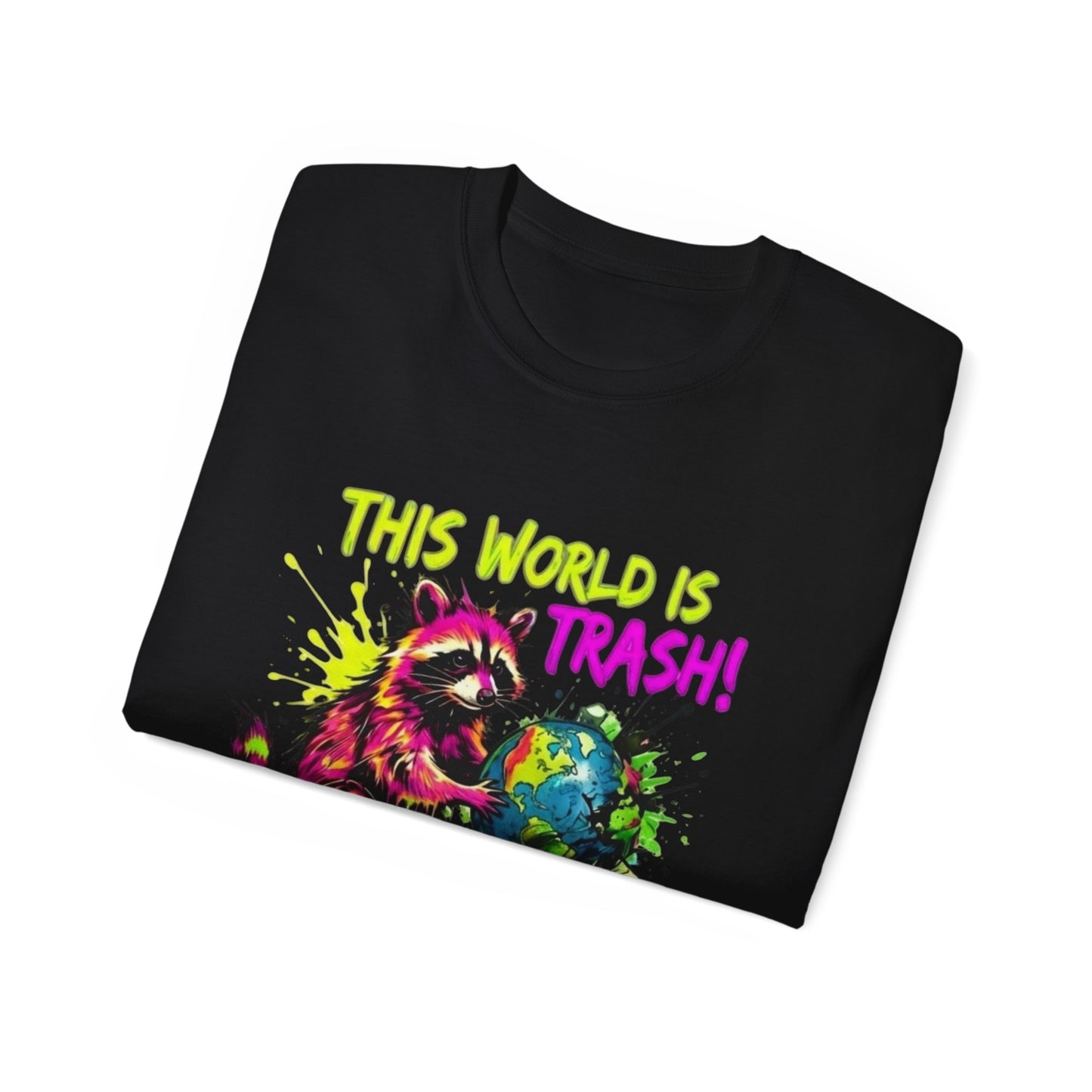 Raccoon Stealing the World Tee — 'Stealing the World' Graphic T-Shirt