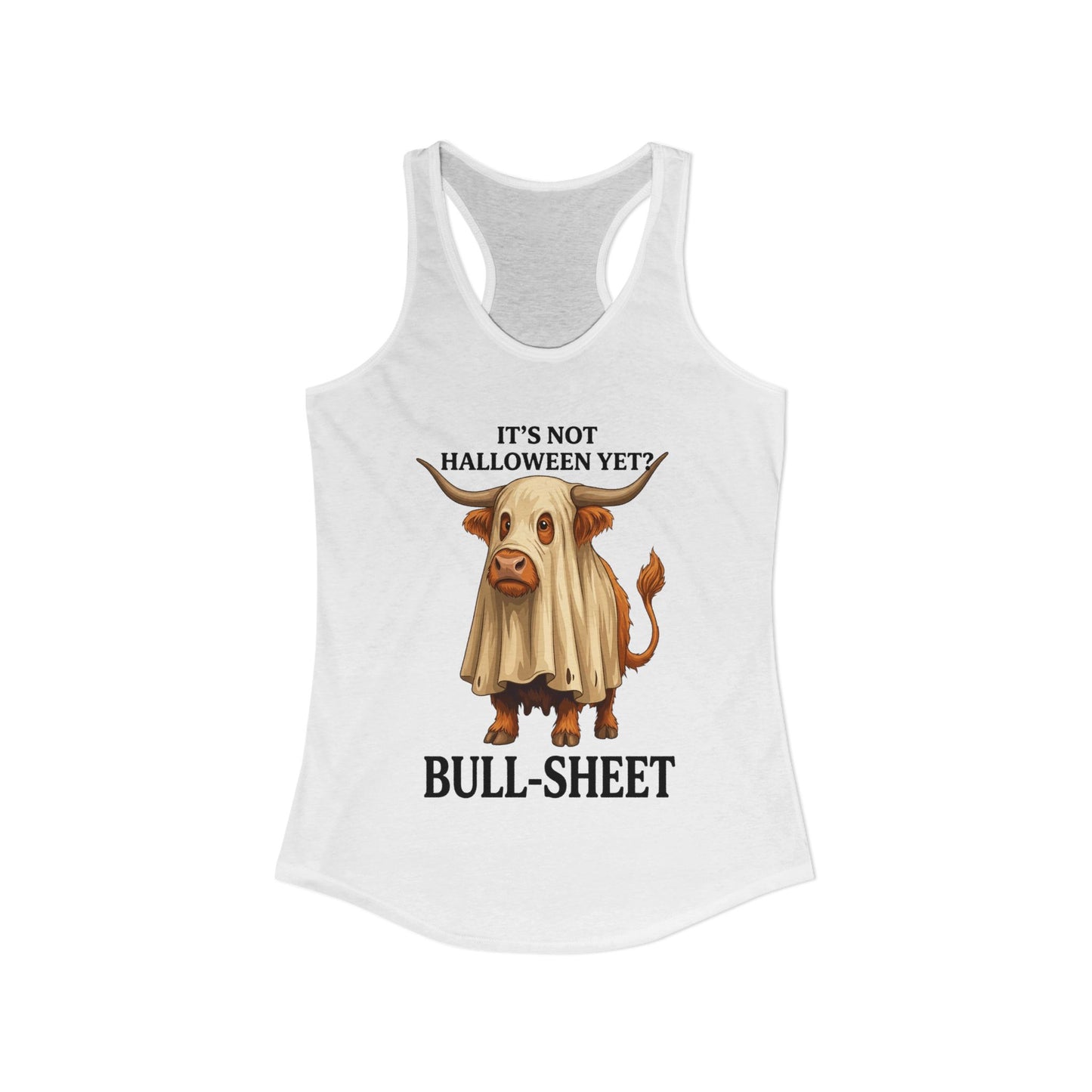 Halloween Highlander Cow Racerback Tank — Funny March Halloween Design