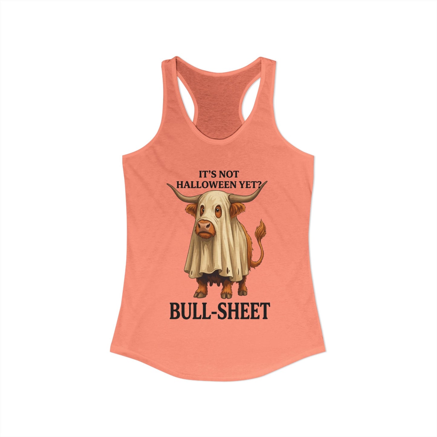 Halloween Highlander Cow Racerback Tank — Funny March Halloween Design