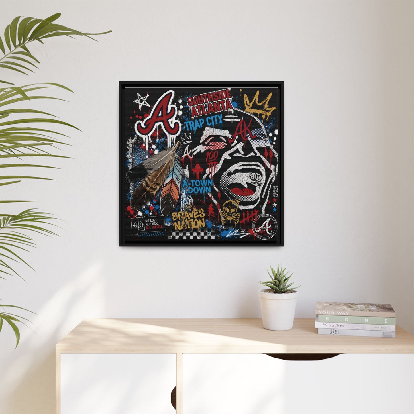 Atlanta Braves Urban Graffiti Matte Canvas Print (Framed)