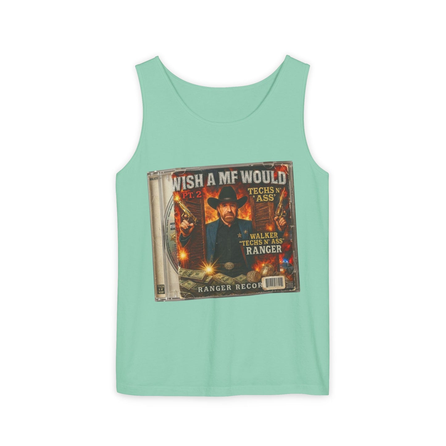 Chuck Norris Mixtape Cover Tank Top — Funny Retro Rap Design
