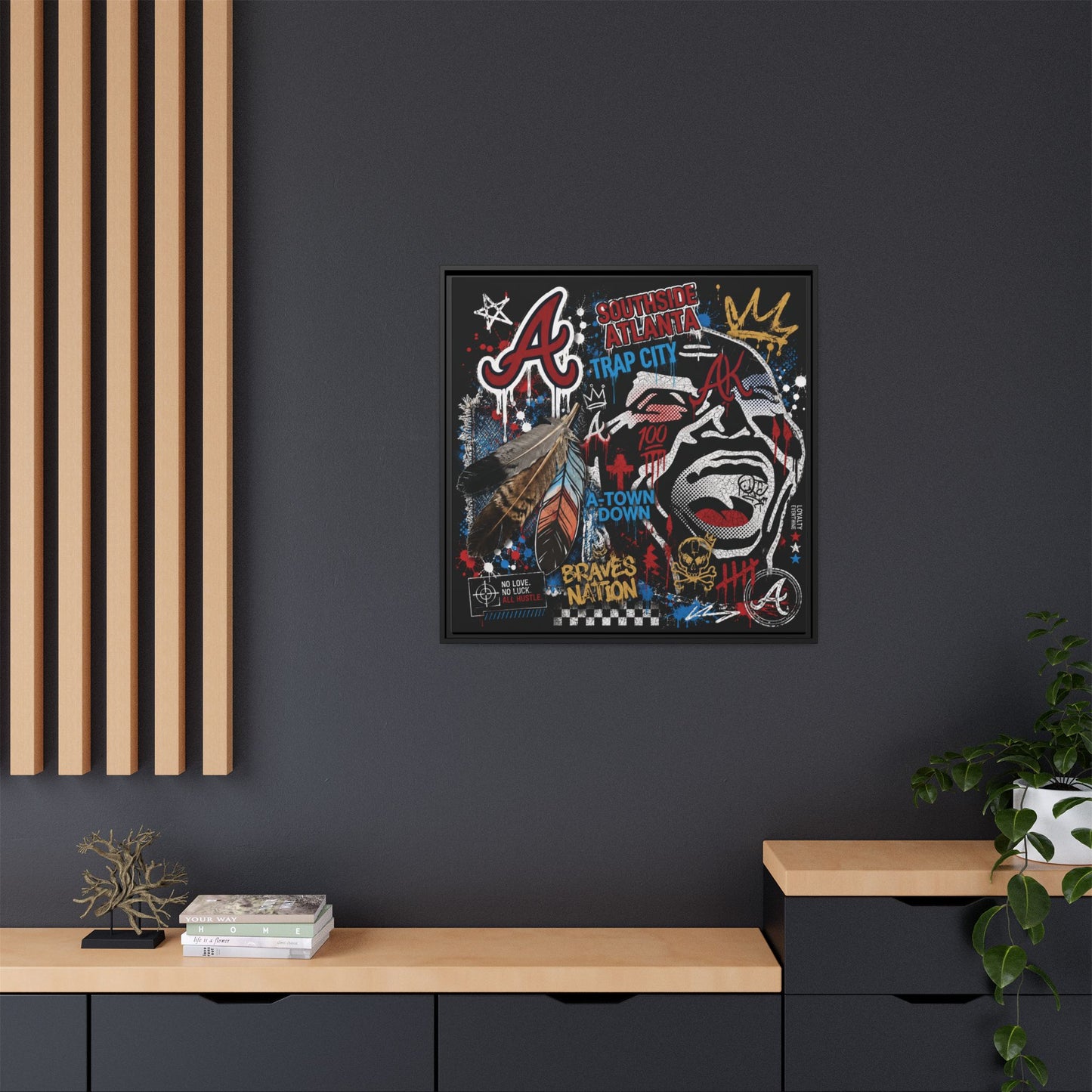 Atlanta Braves Urban Graffiti Matte Canvas Print (Framed)