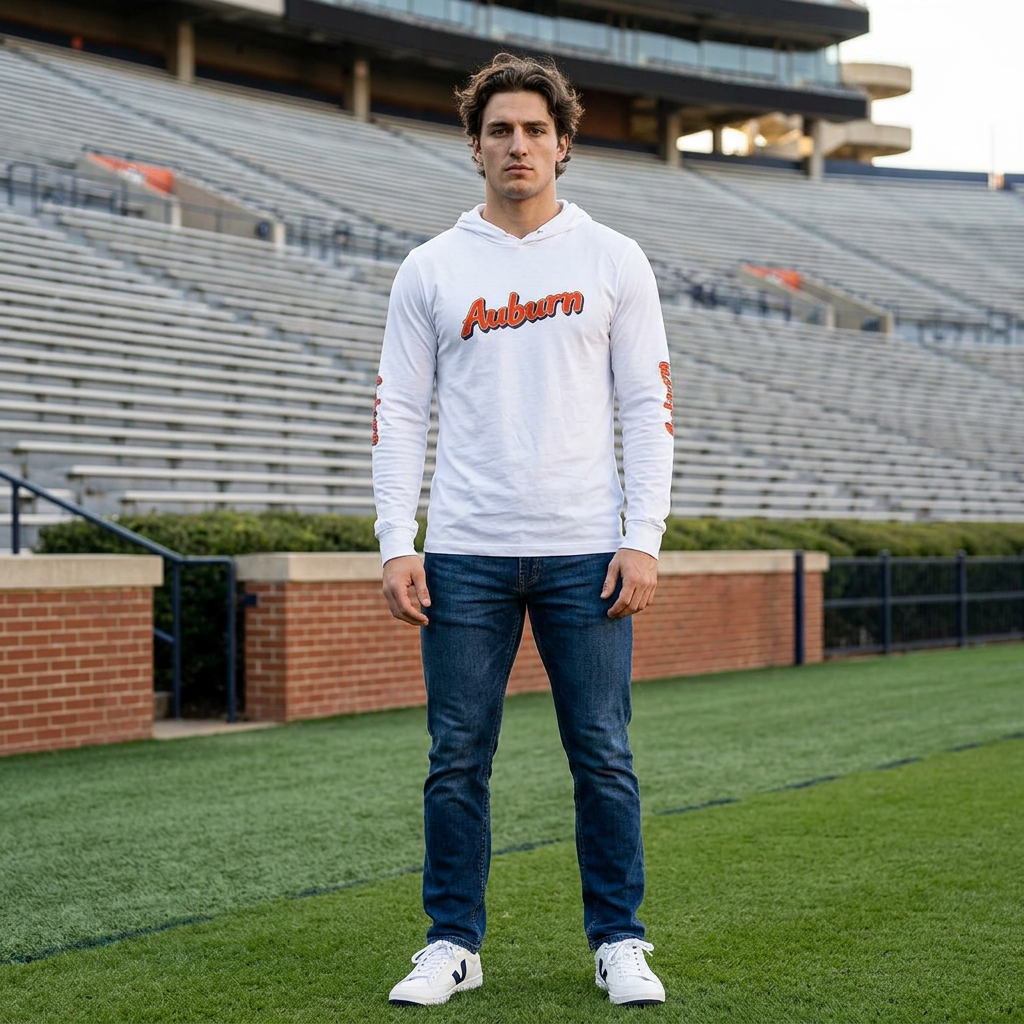 Auburn "The Hit" Junior Rosegreen Hooded Long-Sleeve Tee