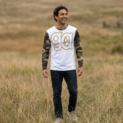 Camo Sleeve Long Sleeve Shirt with Gold 'ga' Logo