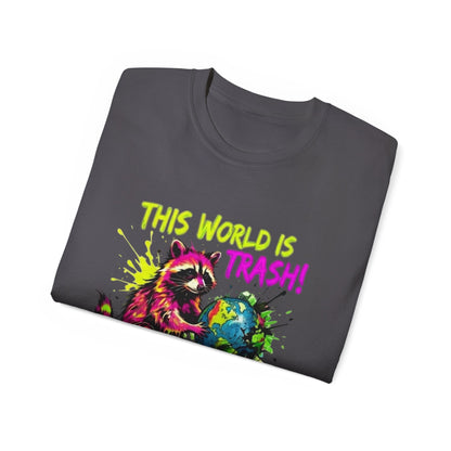 Raccoon Stealing the World Tee — 'Stealing the World' Graphic T-Shirt
