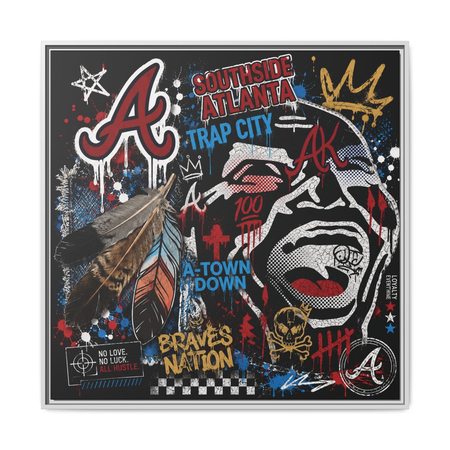 Atlanta Braves Urban Graffiti Matte Canvas Print (Framed)