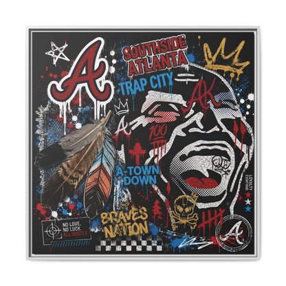 Atlanta Braves Urban Graffiti Matte Canvas Print (Framed)