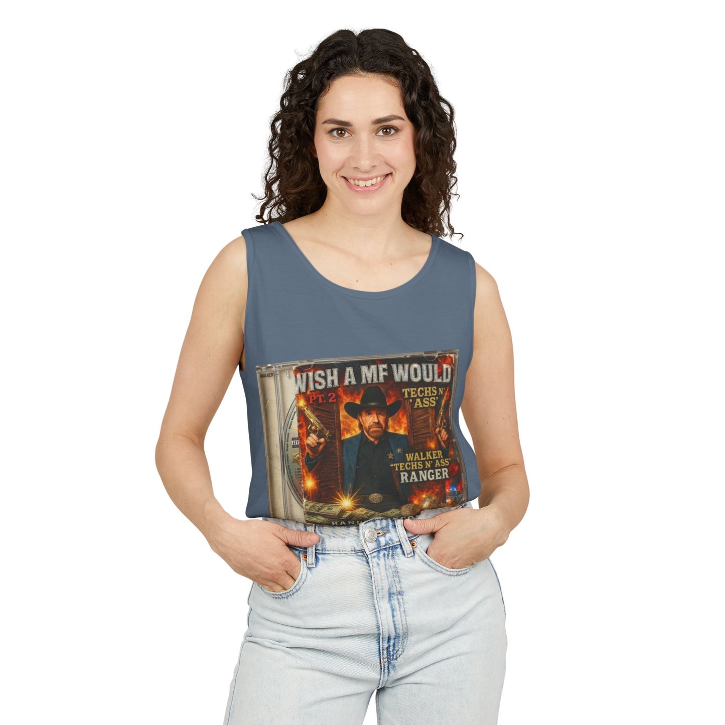 Chuck Norris Mixtape Cover Tank Top — Funny Retro Rap Design