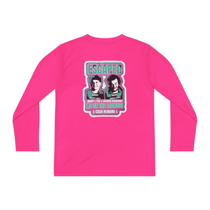 Youth Long Sleeve Tee — "Escaped" Retro Wanted Poster Design
