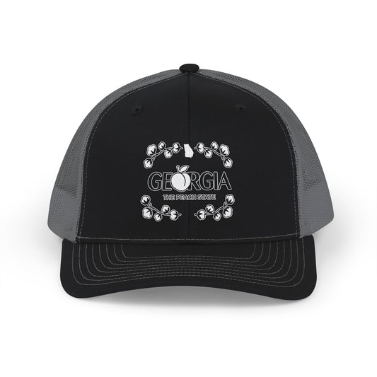 Georgia Peach State snapback, trucker cap | floral script design