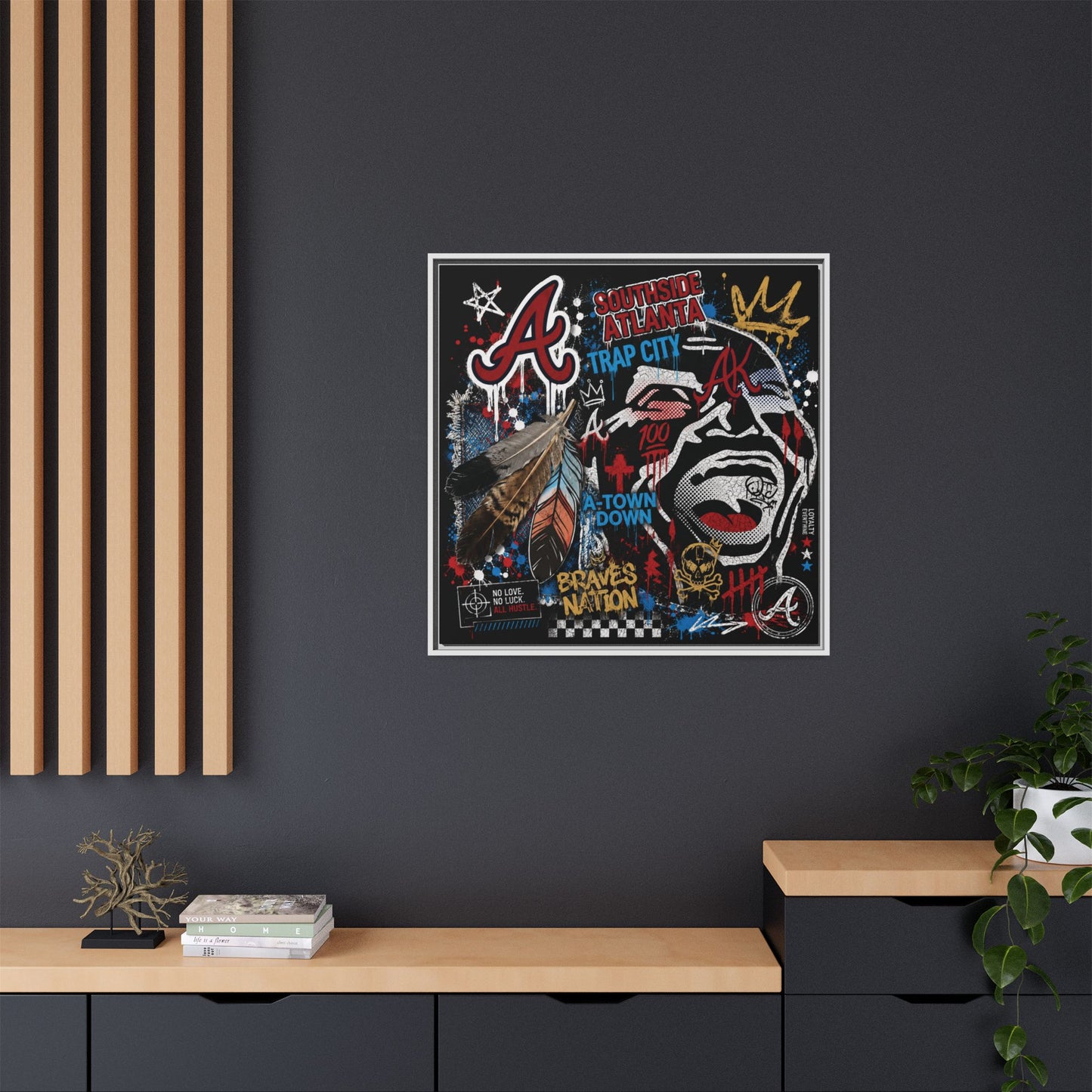 Atlanta Braves Urban Graffiti Matte Canvas Print (Framed)