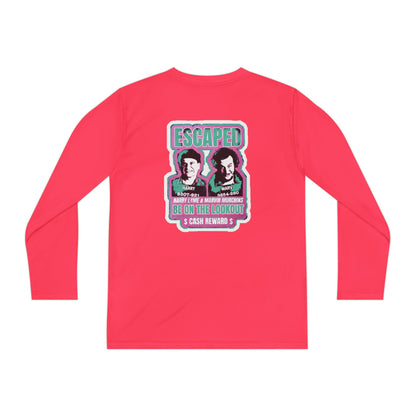 Youth Long Sleeve Tee — "Escaped" Retro Wanted Poster Design