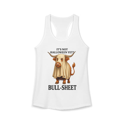 Halloween Highlander Cow Racerback Tank — Funny March Halloween Design