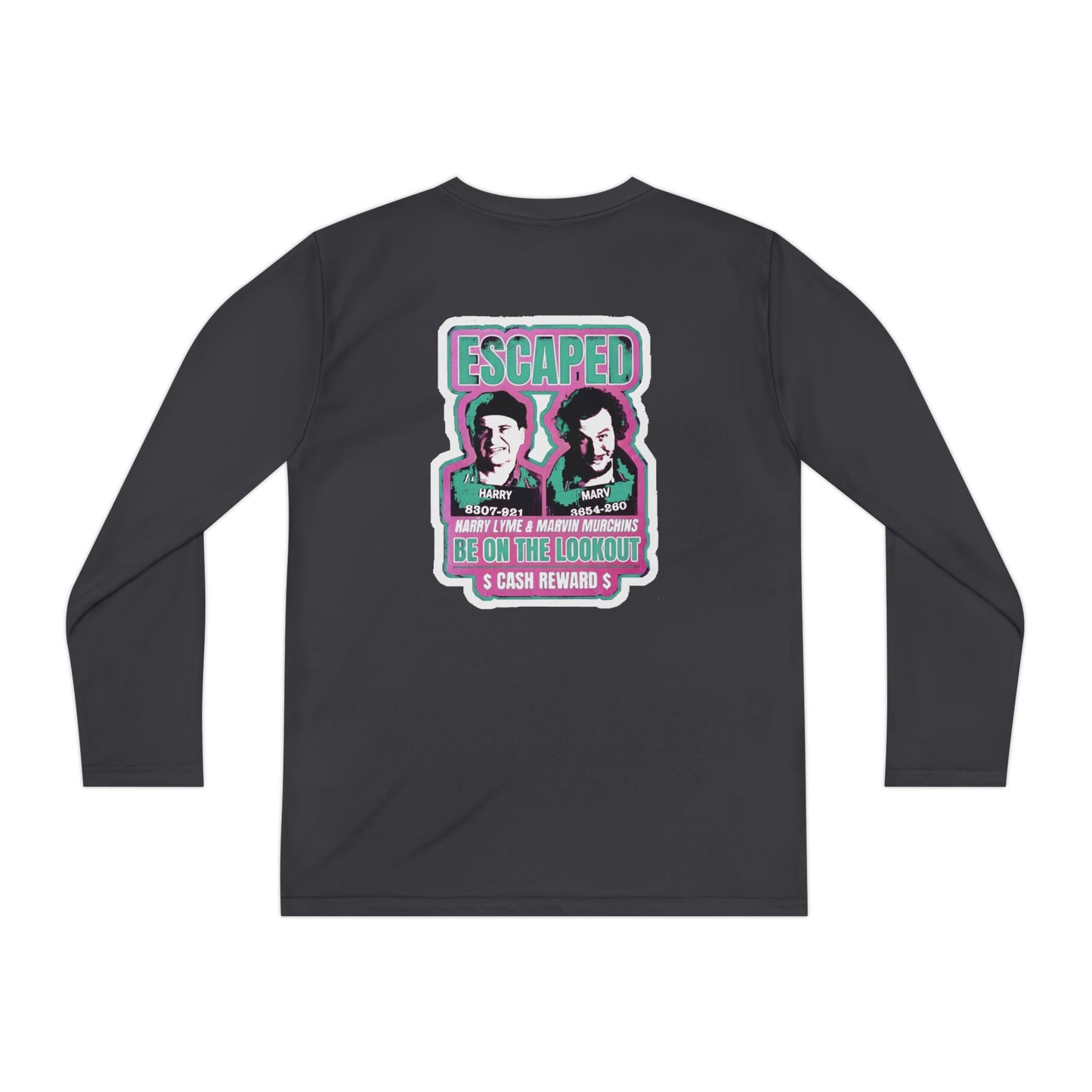 Youth Long Sleeve Tee — "Escaped" Retro Wanted Poster Design