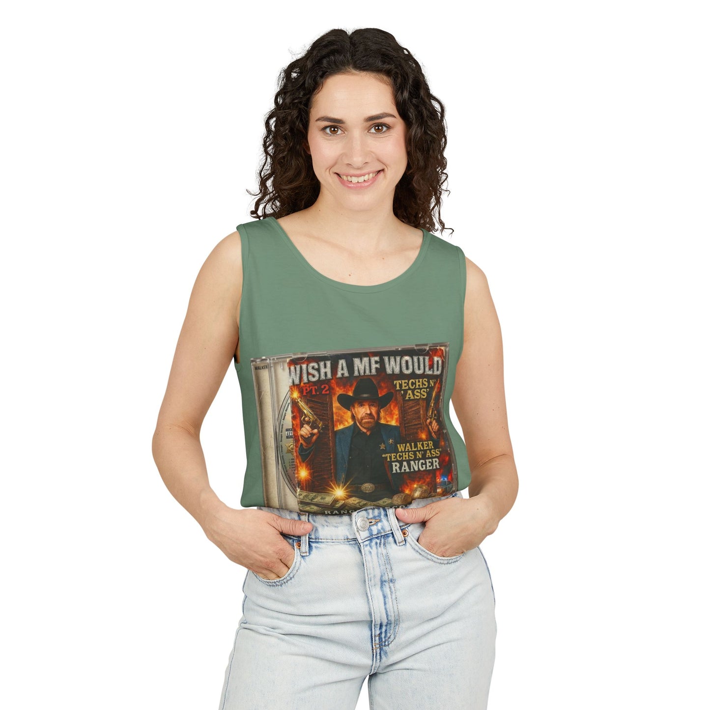 Chuck Norris Mixtape Cover Tank Top — Funny Retro Rap Design