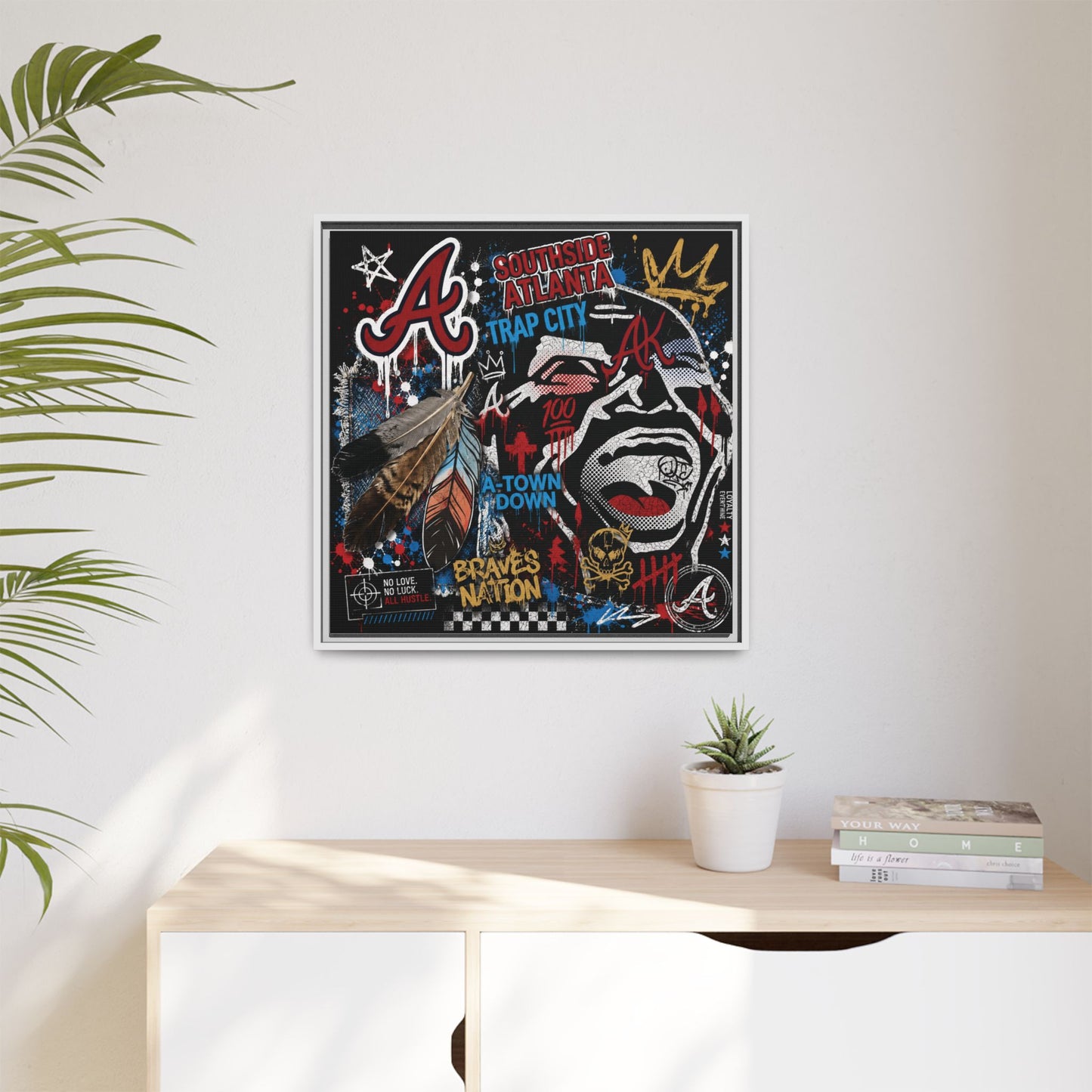 Atlanta Braves Urban Graffiti Matte Canvas Print (Framed)