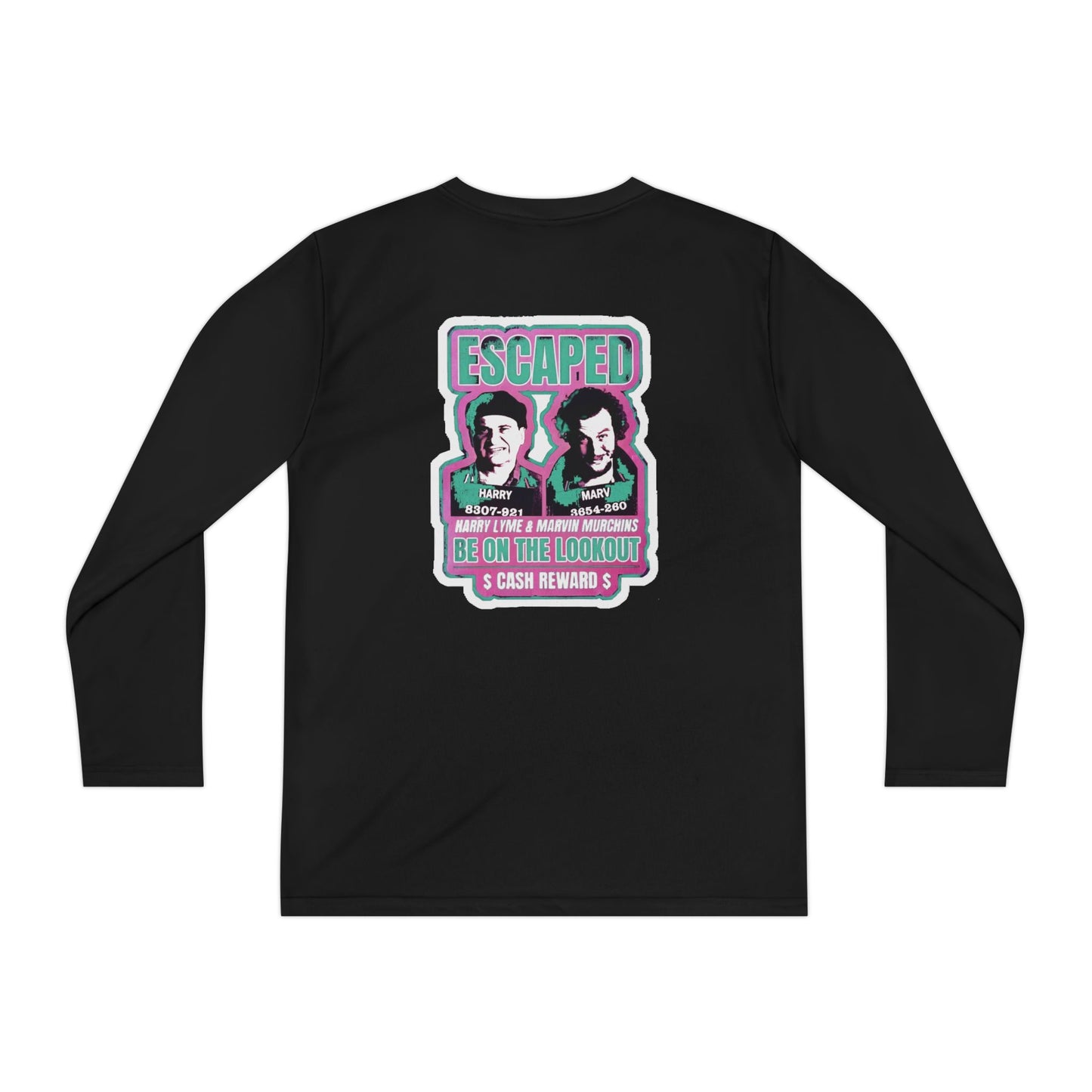Youth Long Sleeve Tee — "Escaped" Retro Wanted Poster Design