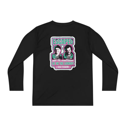 Youth Long Sleeve Tee — "Escaped" Retro Wanted Poster Design