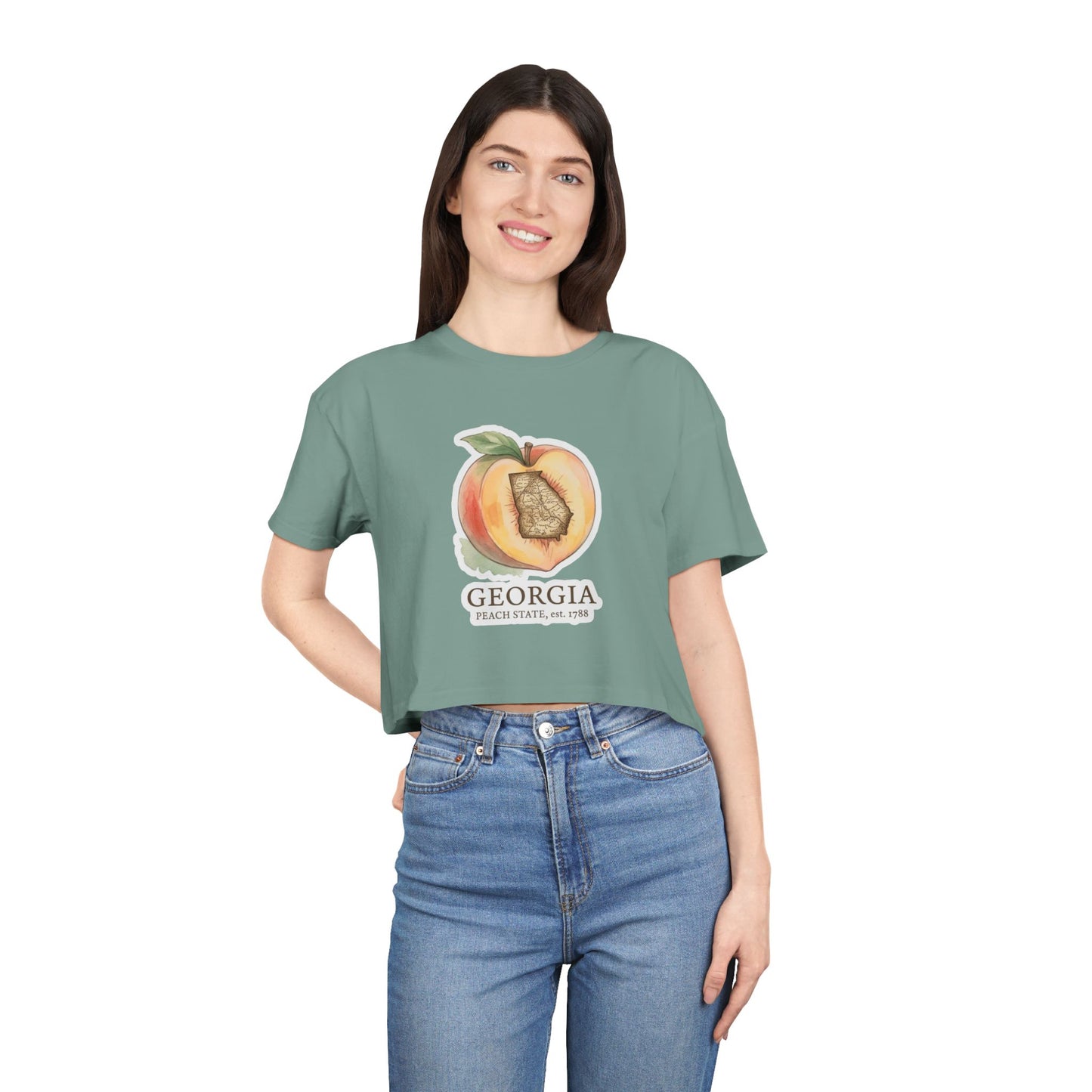 Georgia Peach Crop Tee — Peach State USA Graphic Women's Top