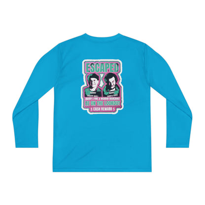 Youth Long Sleeve Tee — "Escaped" Retro Wanted Poster Design
