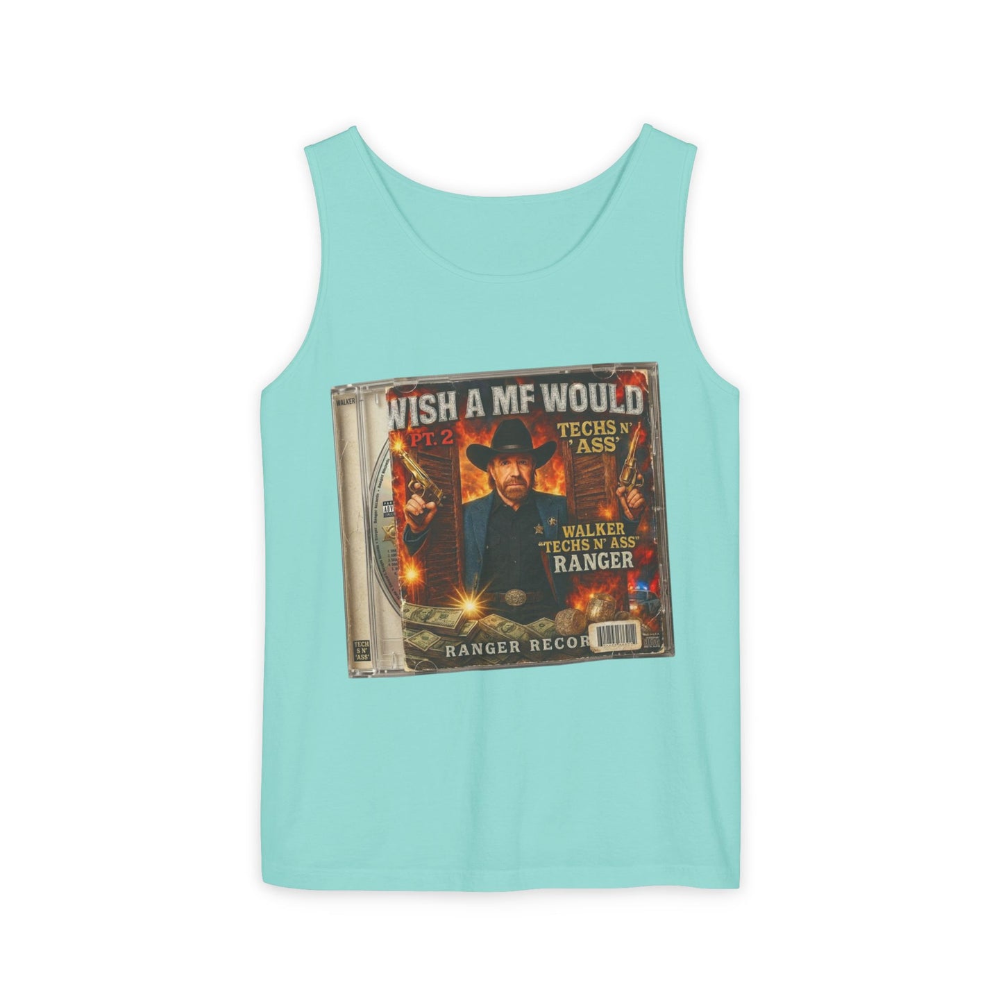 Chuck Norris Mixtape Cover Tank Top — Funny Retro Rap Design