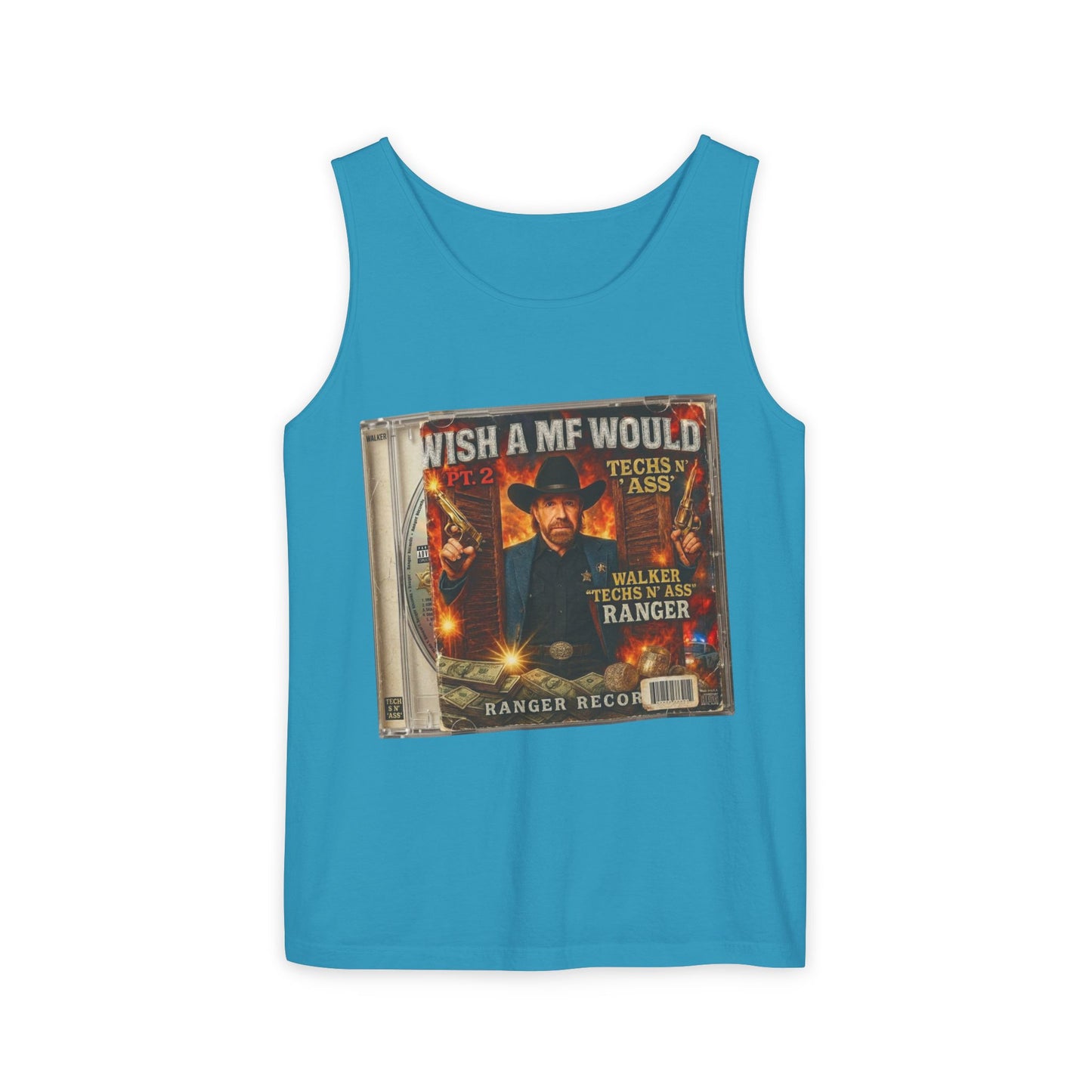 Chuck Norris Mixtape Cover Tank Top — Funny Retro Rap Design