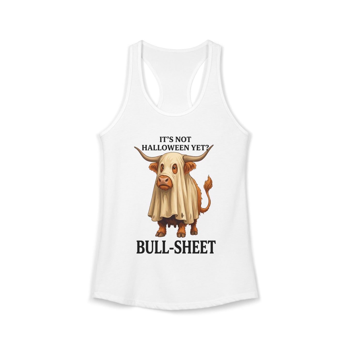 Halloween Highlander Cow Racerback Tank — Funny March Halloween Design